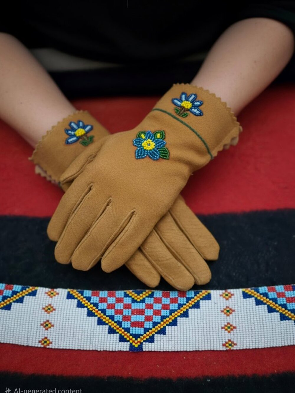 Vintage 1970's Native American Beaded Gloves